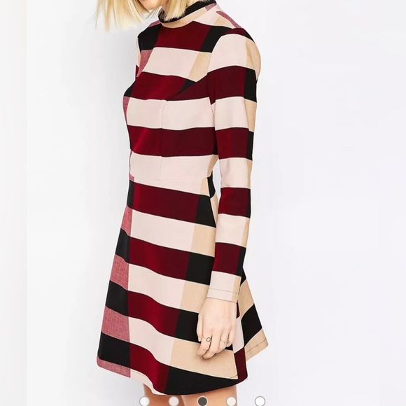NWOT ASOS||  WHITE Funnel Neck Mini Dress in Block Stripe, Sold Out onli… - Picture 10 of 11
